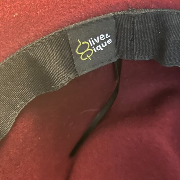 Burgundy 'Olive & Pique' Felt Wide-Brimmed Hat with black accent - Picture 3 of 4